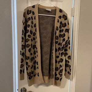 Leopard Print Sweater Cardigan - image 1